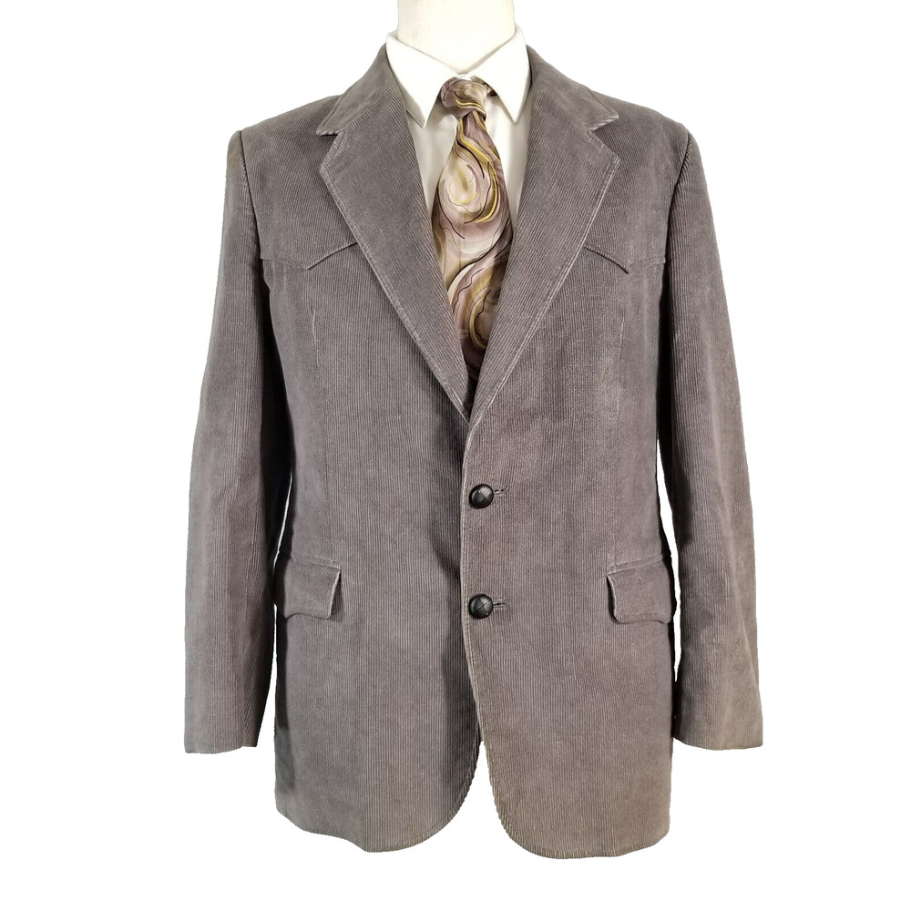 Millar Stockman Sport‎ Coat Jacket Men's 40R Gray Corduroy Western Style Vintage